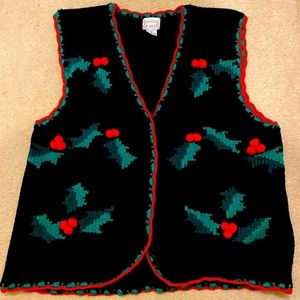 Plus size Holly decorated black vest